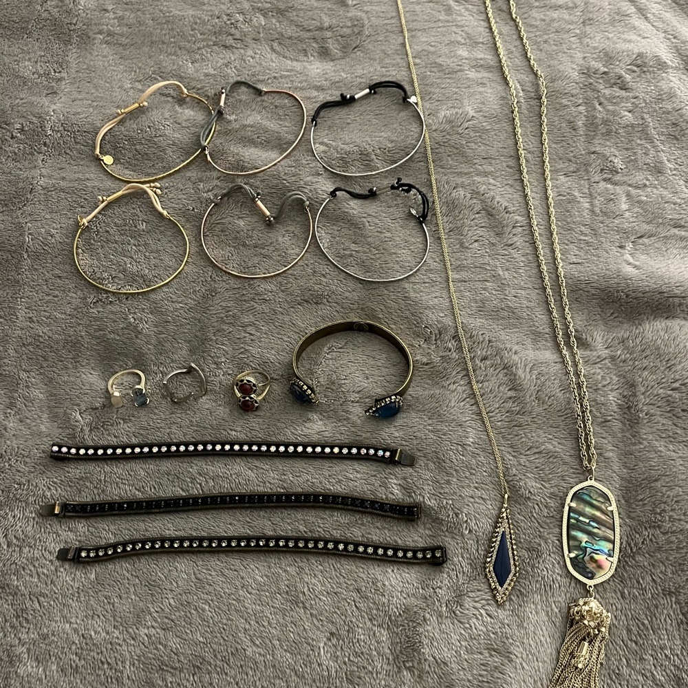 Lot of Gorjana, Kendra Scott, House of Harlow and Loren Hope jewelry.
